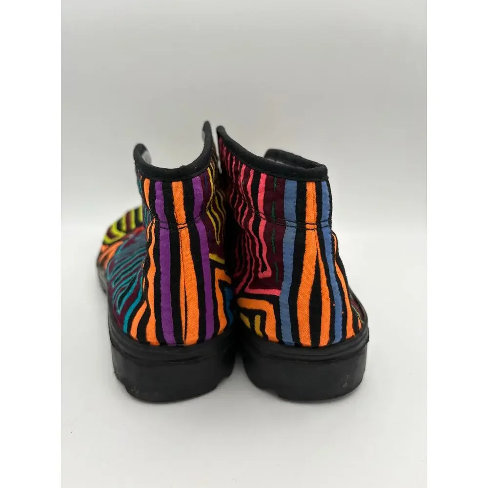 Mola Skywalker Ankle Boots Molas4u Striped Artisan Made Unique Wearable Art